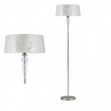 Floor lamp 165cm metal, mother-of-pearl and methacrylate with white E27 lampshade