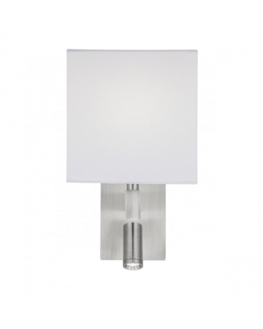 Aplique acabado níquel satinado con pantalla cuadrada y foco oscilante E27 + LED 3W 4000K 300Lm