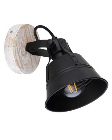Aplique 18cm con base de madera y foco de metal E27