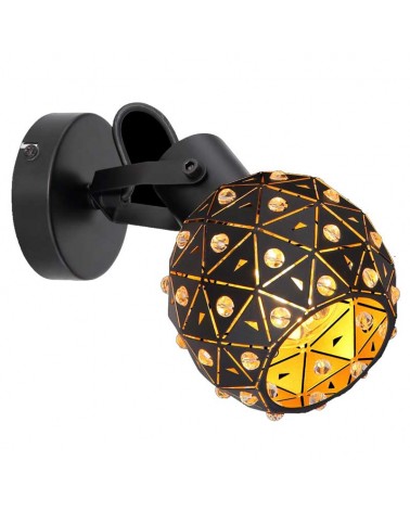 Wall light 18.5cm metal and k9 crystals black finish E27