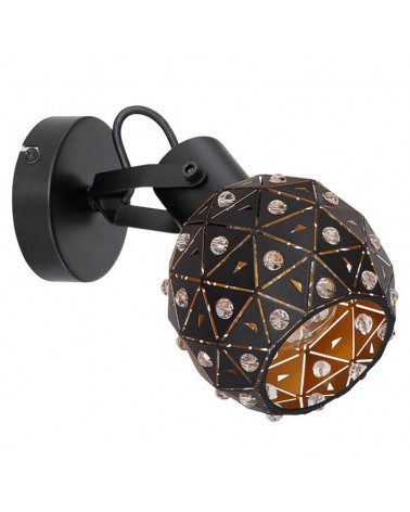 Wall light 18.5cm metal and k9 crystals black finish E27