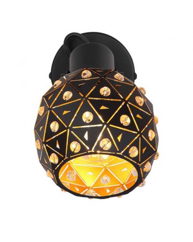 Wall light 18.5cm metal and k9 crystals black finish E27