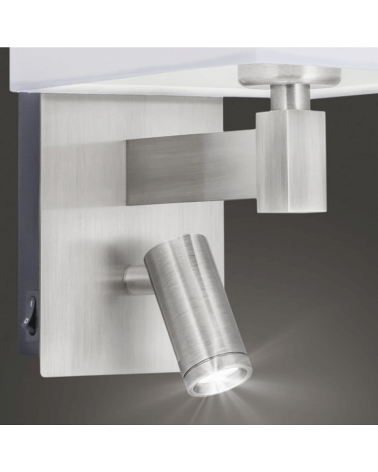 Aplique acabado níquel satinado con pantalla cuadrada y foco oscilante E27 + LED 3W 4000K 300Lm