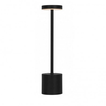 Lámpara de mesa LED 34cm de metal acabado negro 3W 3000K batería interruptor on/off Regulable