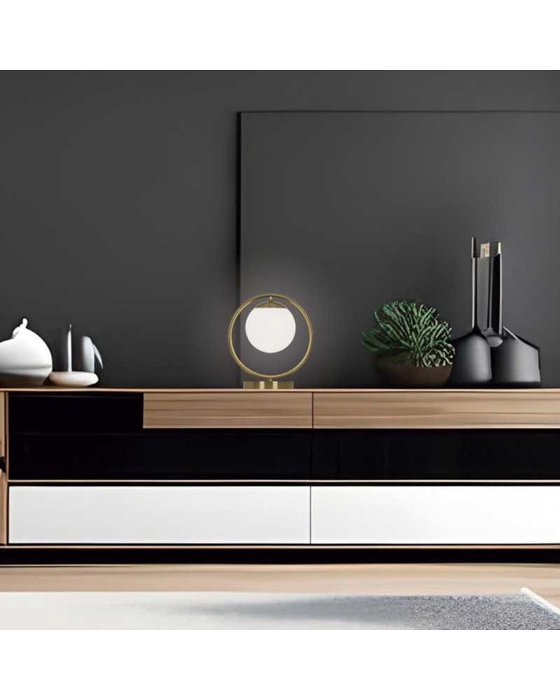 Table lamp 29cm brass finish metal and glass E14