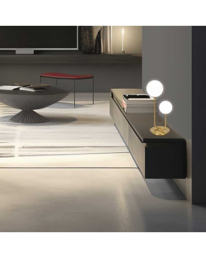 Table lamp 39cm brass-finished metal and glass with two G9 lights