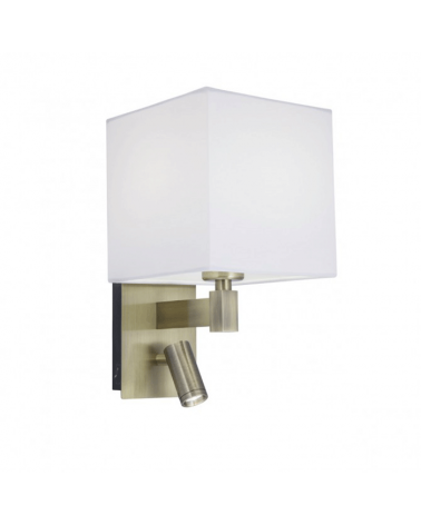 LED Wall lamp leather finish with square lampshade and oscillating spotlight E27 +  3W 4000K 300Lm