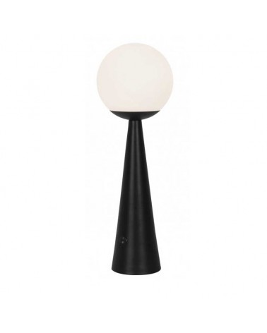Lámpara de mesa 46cm de metal y cristal acabado negro y opal E27