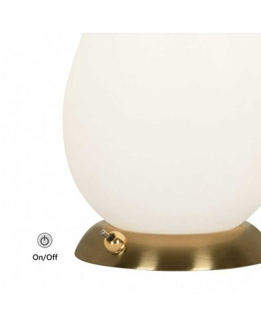 Lámpara de mesa 17cm de metal y cristal acabado latón y opal E14
