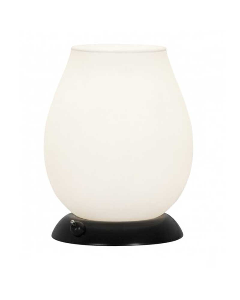 Lámpara de mesa 17cm de metal y cristal acabado negro y opal E14