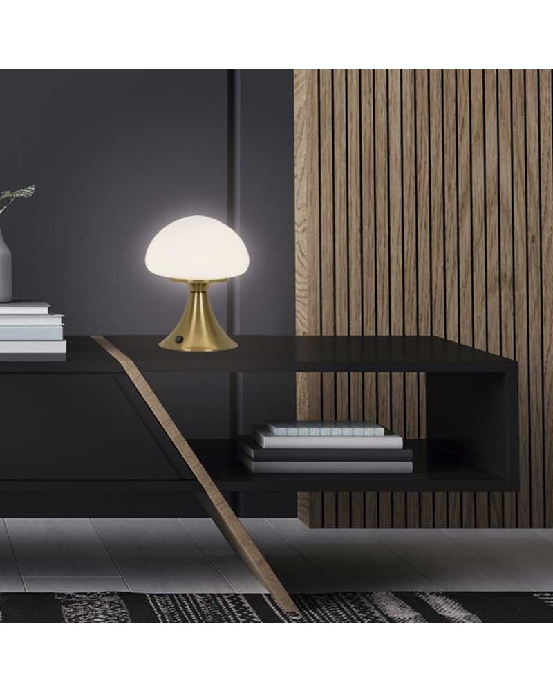 Table lamp 21cm metal and glass with brass and opal finish G9