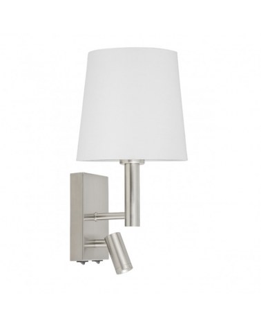 LED Wall lamp satin nickel finish with conical lampshade and oscillating spotlight E27 +  3W 4000K 300Lm