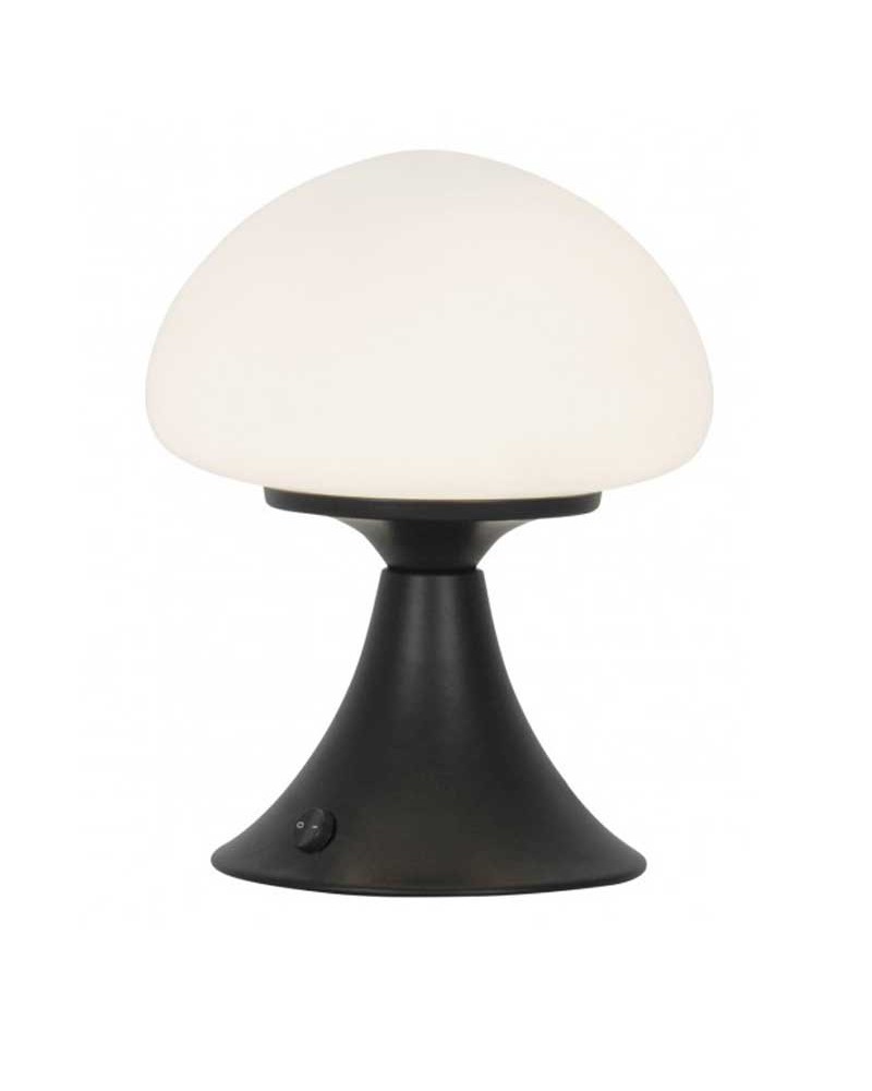 Lámpara de mesa 21cm de metal y cristal acabado negro y opal G9