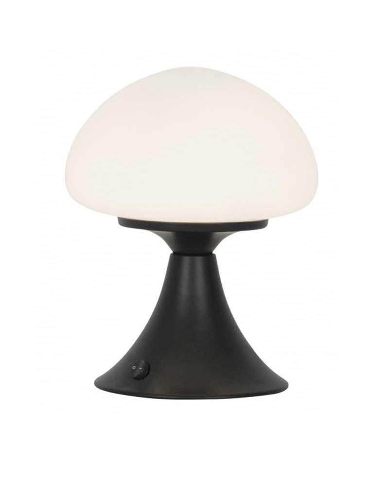 Table lamp 21cm metal and glass with black and opal finish G9