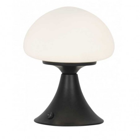 Lámpara de mesa 21cm de metal y cristal acabado negro y opal G9