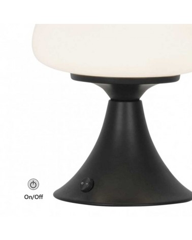 Lámpara de mesa 21cm de metal y cristal acabado negro y opal G9