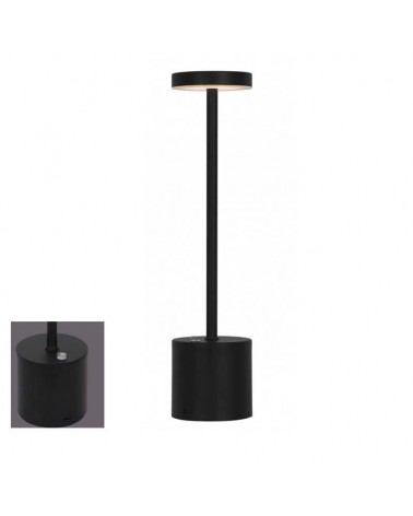 Table lamp LED 34cm black finish metal 3W 3000K battery on/off switch Dimmable