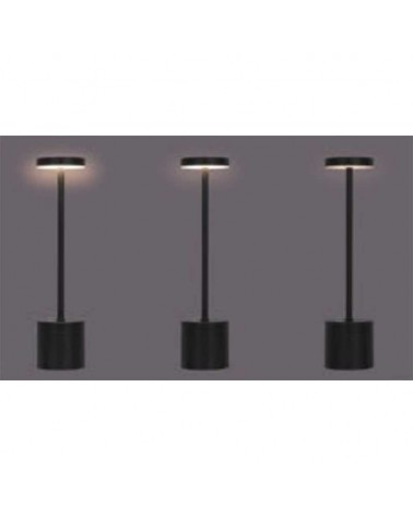 Lámpara de mesa LED 34cm de metal acabado negro 3W 3000K batería interruptor on/off Regulable