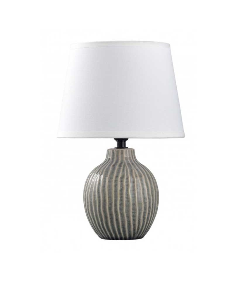Lámpara de mesa 28cm en cerámica y tela acabado blanco y gris E14
