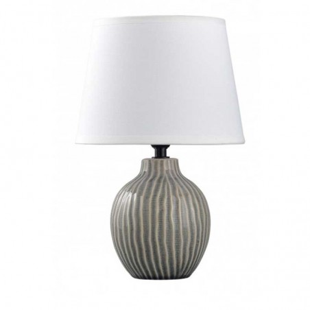 Table lamp 28cm in ceramic and fabric with white and gray finish E14