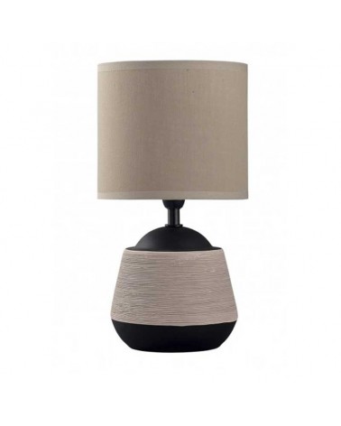 Lámpara de mesa 28cm en cerámica y tela acabado marrón y negro E14