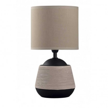 Lámpara de mesa 28cm en cerámica y tela acabado marrón y negro E14