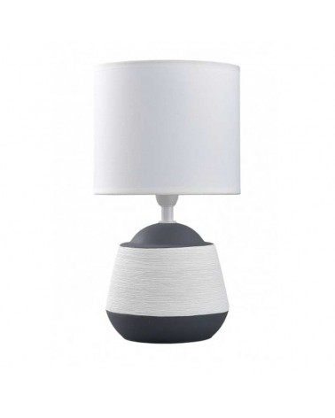 Table lamp 28cm in ceramic and fabric with gray and white finish E14