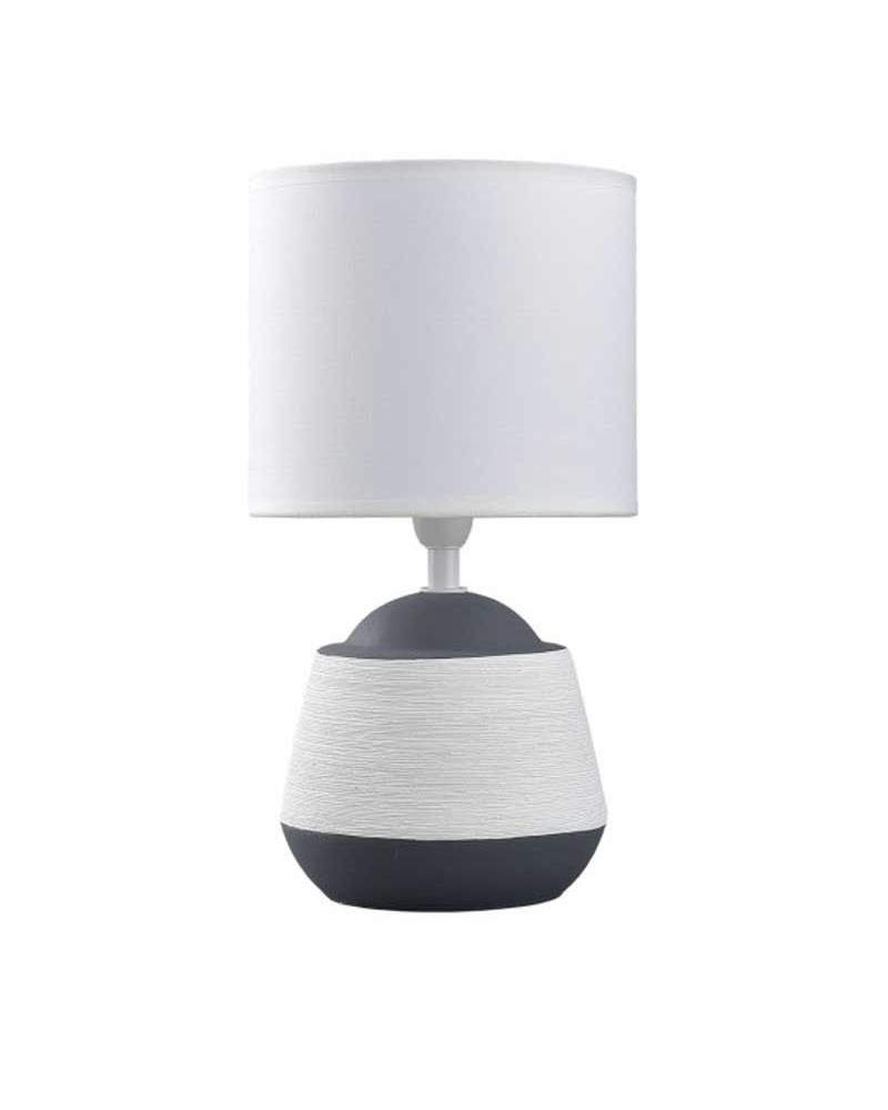 Table lamp 28cm in ceramic and fabric with gray and white finish E14