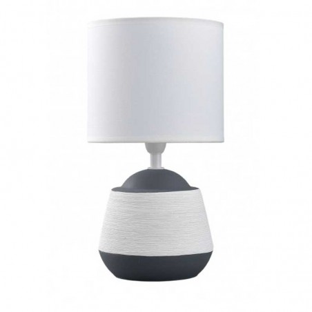 Table lamp 28cm in ceramic and fabric with gray and white finish E14
