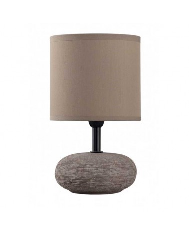 Lámpara de mesa 25cm en cerámica y tela acabado marrón E14