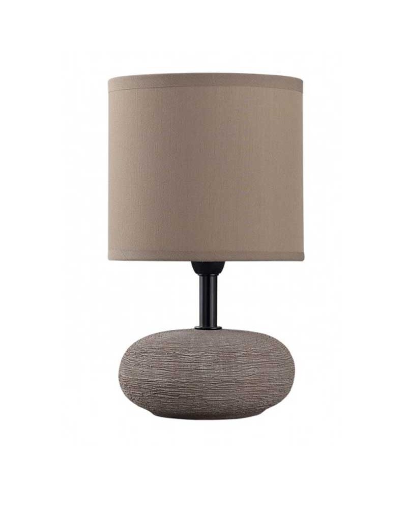 Lámpara de mesa 25cm en cerámica y tela acabado marrón E14