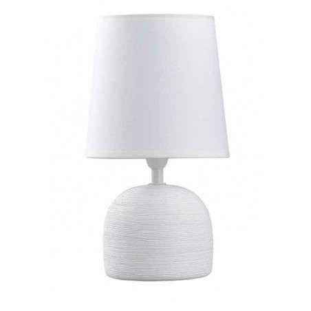 Lámpara de mesa 28cm en cerámica y tela acabado blanco E14