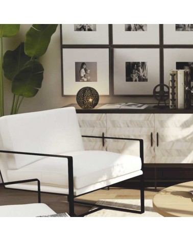 Lámpara de mesa 13cm en metal acabado negro y oro mate G9