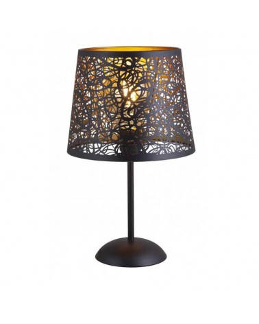 Lámpara de mesa 38cm en metal acabado negro y oro mate E27