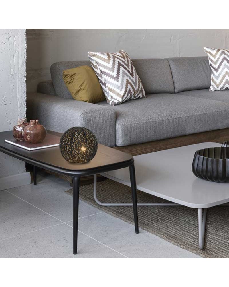 Lámpara de mesa 13cm en metal acabado negro y oro mate G9