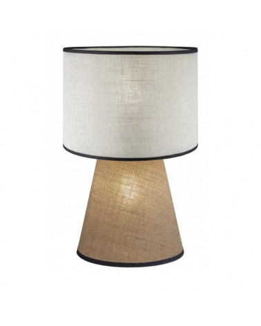 Lámpara de mesa 31cm en metal y tela acabado beige, marrón y negro E27
