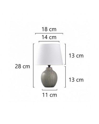 Lámpara de mesa 28cm en cerámica y tela acabado blanco y gris E14