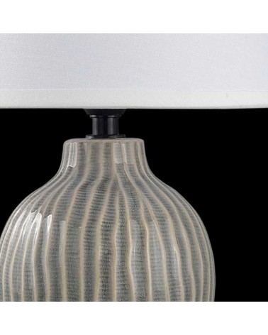 Lámpara de mesa 28cm en cerámica y tela acabado blanco y gris E14