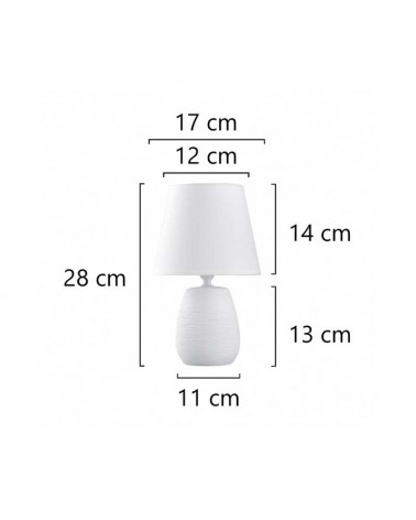 Table lamp 28cm in ceramic and fabric white finish E14