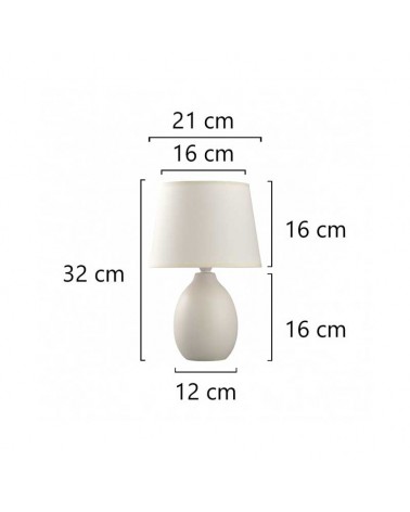 Lámpara de mesa 32cm en cerámica y tela acabado beige E14