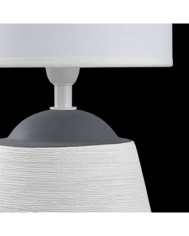 Lámpara de mesa 28cm en cerámica y tela acabado gris y blanco E14