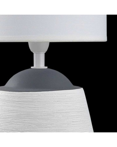 Table lamp 28cm in ceramic and fabric with gray and white finish E14