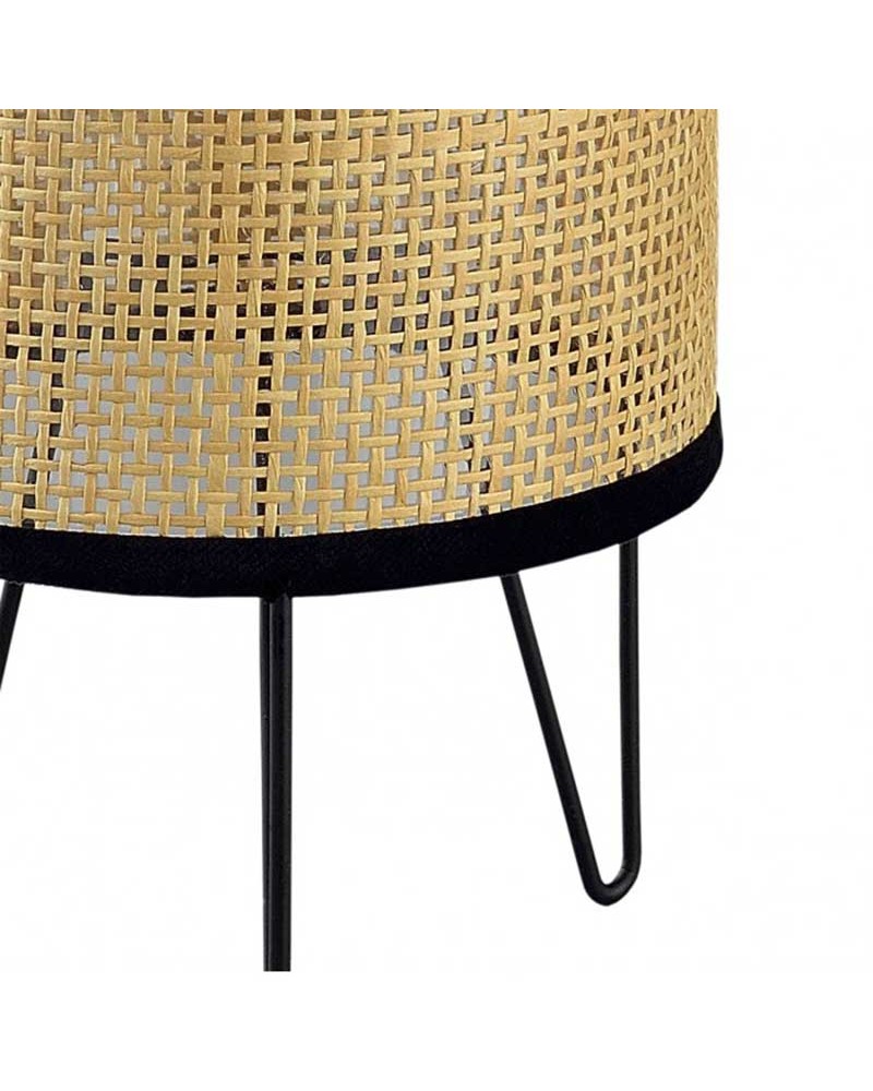 Lámpara de mesa 30cm en metal y tela rejilla E14