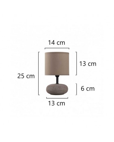 Table lamp 25cm in ceramic and fabric with brown finish E14