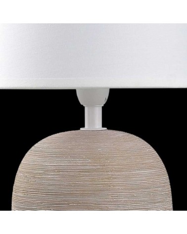 Table lamp 28cm in ceramic and fabric with brown and white finish E14