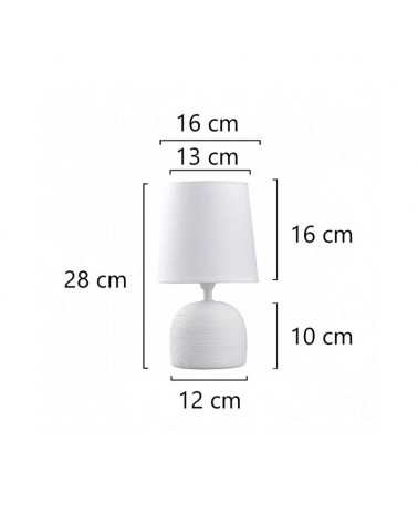 Lámpara de mesa 28cm en cerámica y tela acabado blanco E14