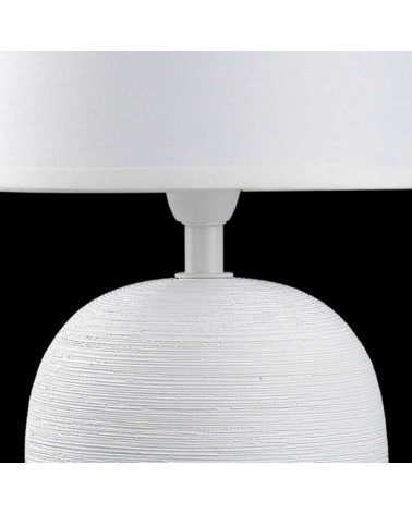 Lámpara de mesa 28cm en cerámica y tela acabado blanco E14