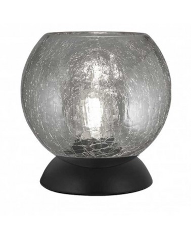 Lámpara de mesa 18cm de metal y cristal acabado negro y fumé E27