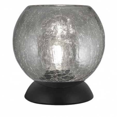 Lámpara de mesa 18cm de metal y cristal acabado negro y fumé E27