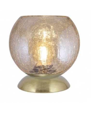 Lámpara de mesa 18cm de metal y cristal acabado latón y ambar E27